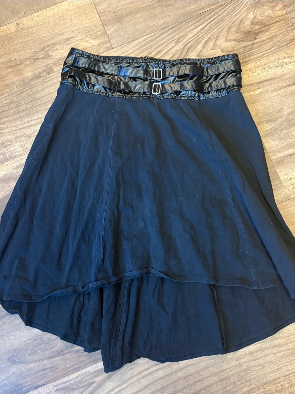Tripp NYC Black A-Line Skirt with Faux Leather Buckle Waist